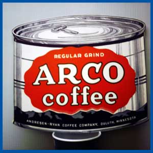 ARCO coffee Antique Original 1960's advertising can sign - Click Image to Close